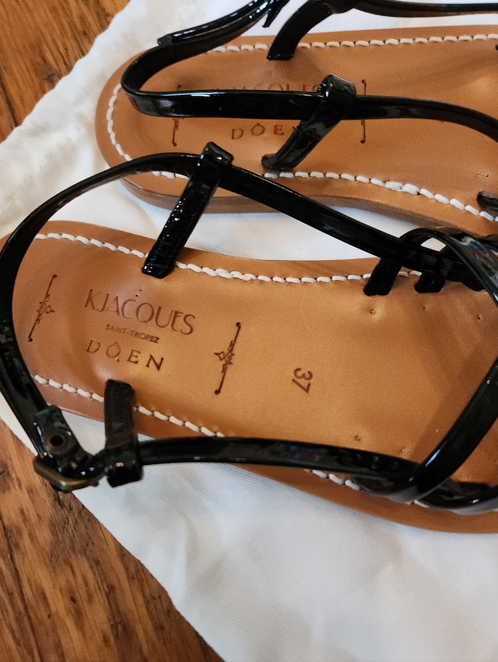 DÔEN x K. Jacques Black Peche Sandal in Noir NEW NWT - Picture 3 of 7